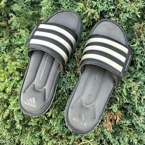 Adidas Superstar 3G Men's Slides Size 9 Black Gray/Silver
